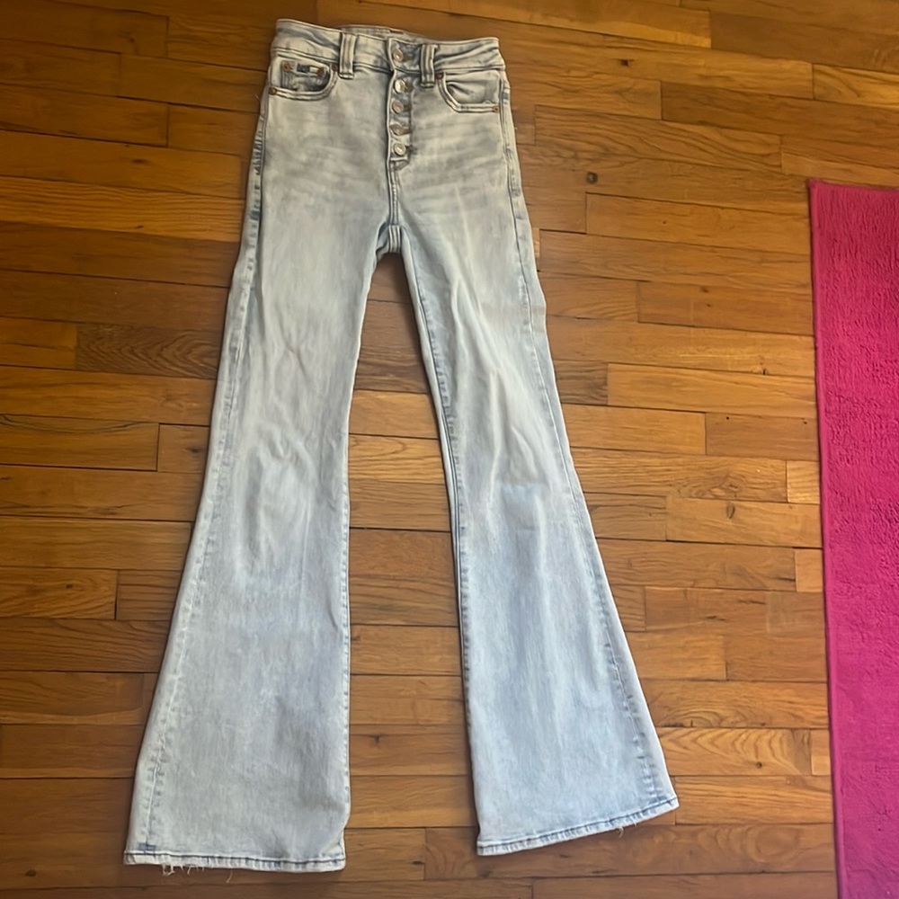 American Eagle next level stretch h super high rise flares